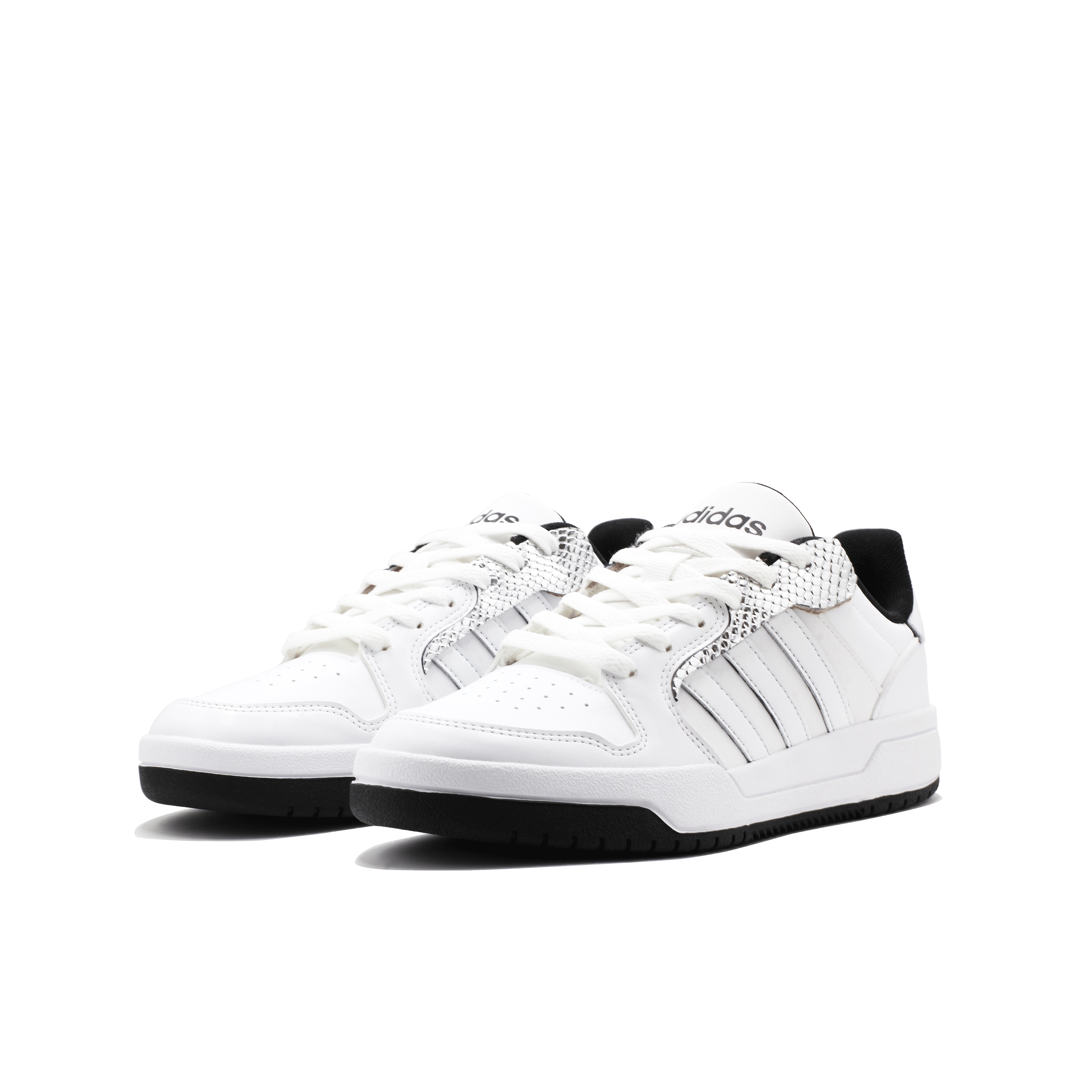 Adidas Neo Entrap Slip Resistant Abrasion Resistant Low top Vintage Basketball Shoes Unisex Silver White