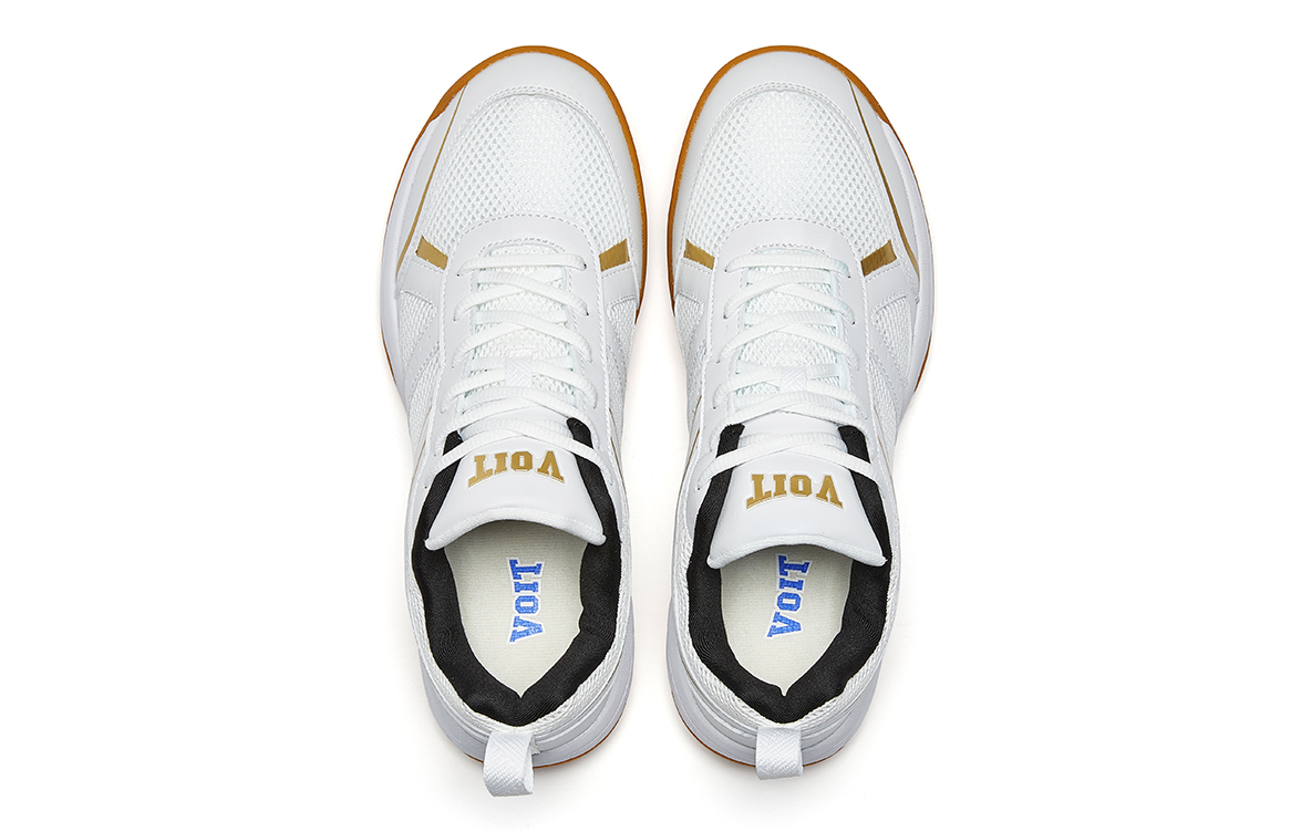 VOIT Abrasion Resistant Coverage Lightweight Low top Badminton Shoes Unisex White Gold