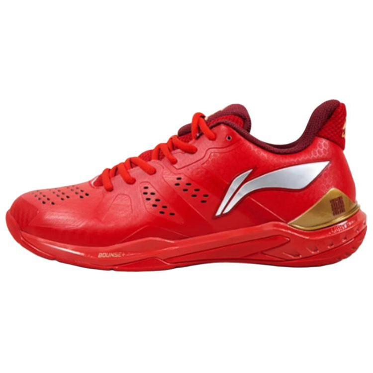 Li Ning Cloud Thunder Cushioning Slip Resistant Abrasion Resistant Low top Badminton Shoes Unisex Red