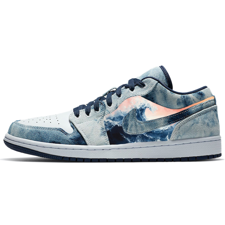 Jordan Air Jordan 1 Abrasion Resistant Breathable Slip Resistant Low top Vintage Basketball Shoes Men’s White Blue