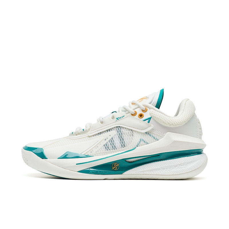 XTEP Cushioning Anti Rollover Low top Basketball Shoes Men’s Sail White Nighttime Green