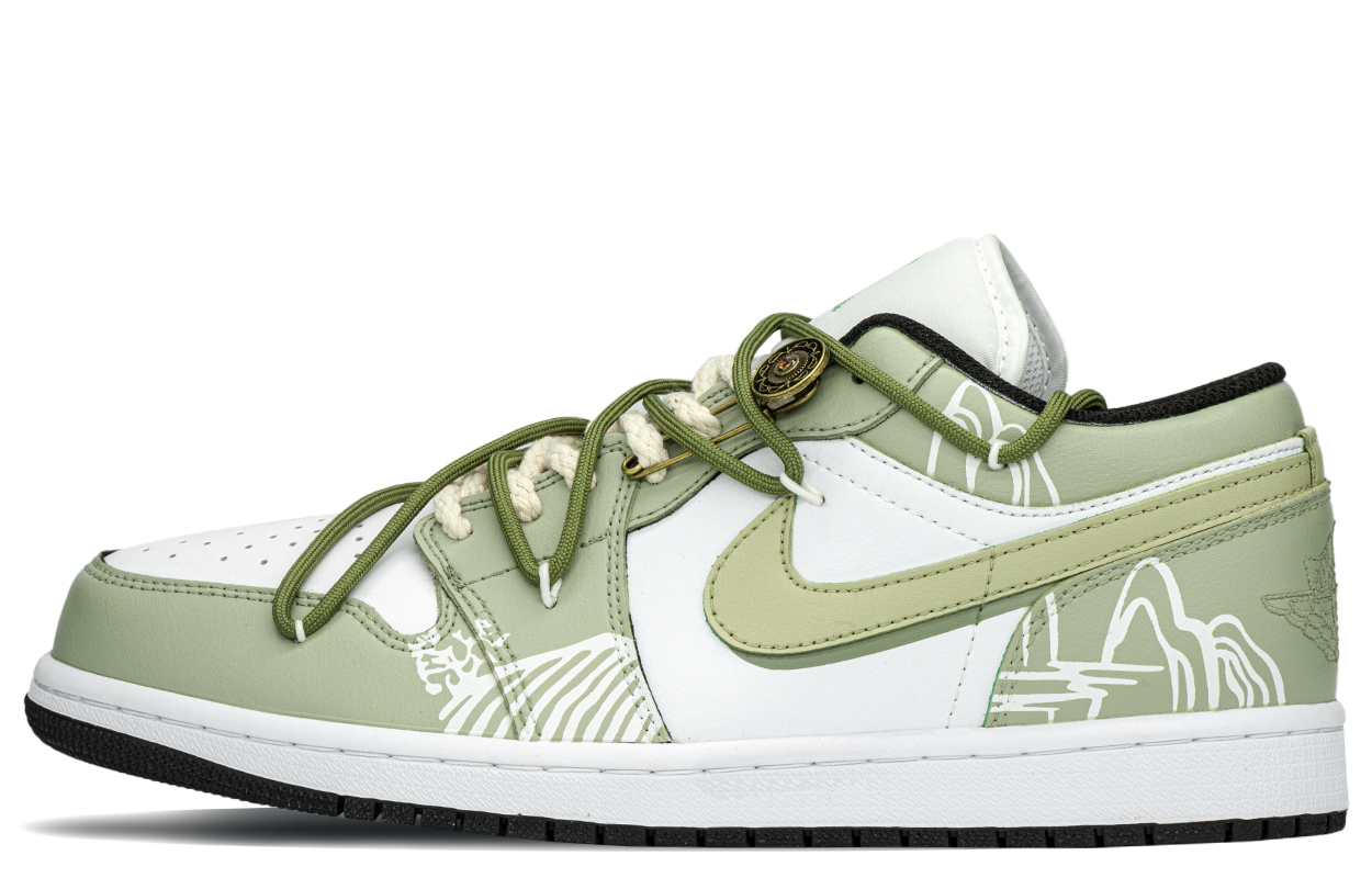 Jordan Air Jordan 1 Low top Vintage Basketball Shoes Men’s Beige Green