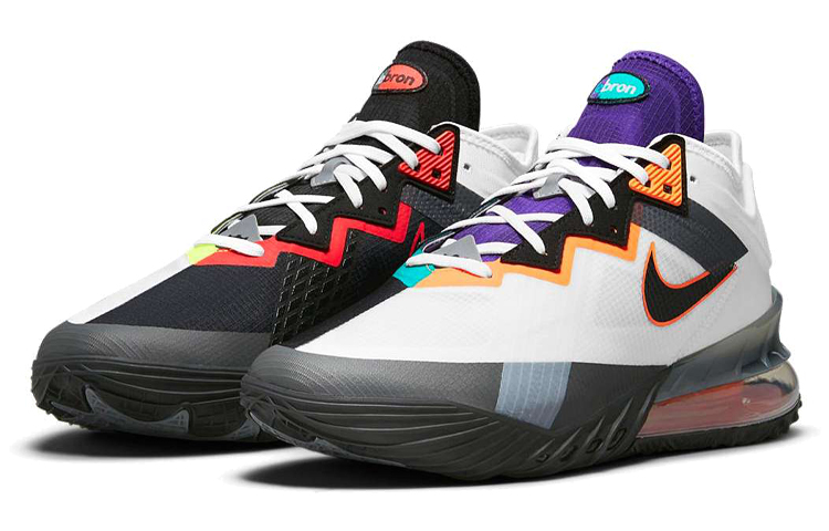 Nike Lebron 18 low ep fabric synthetic leather TPU Mandarin duck Trend shock-absorbing and anti-slip wear-resistant wrapping support Middle top Retro basketball shoes Men and women Same style Black and white orange