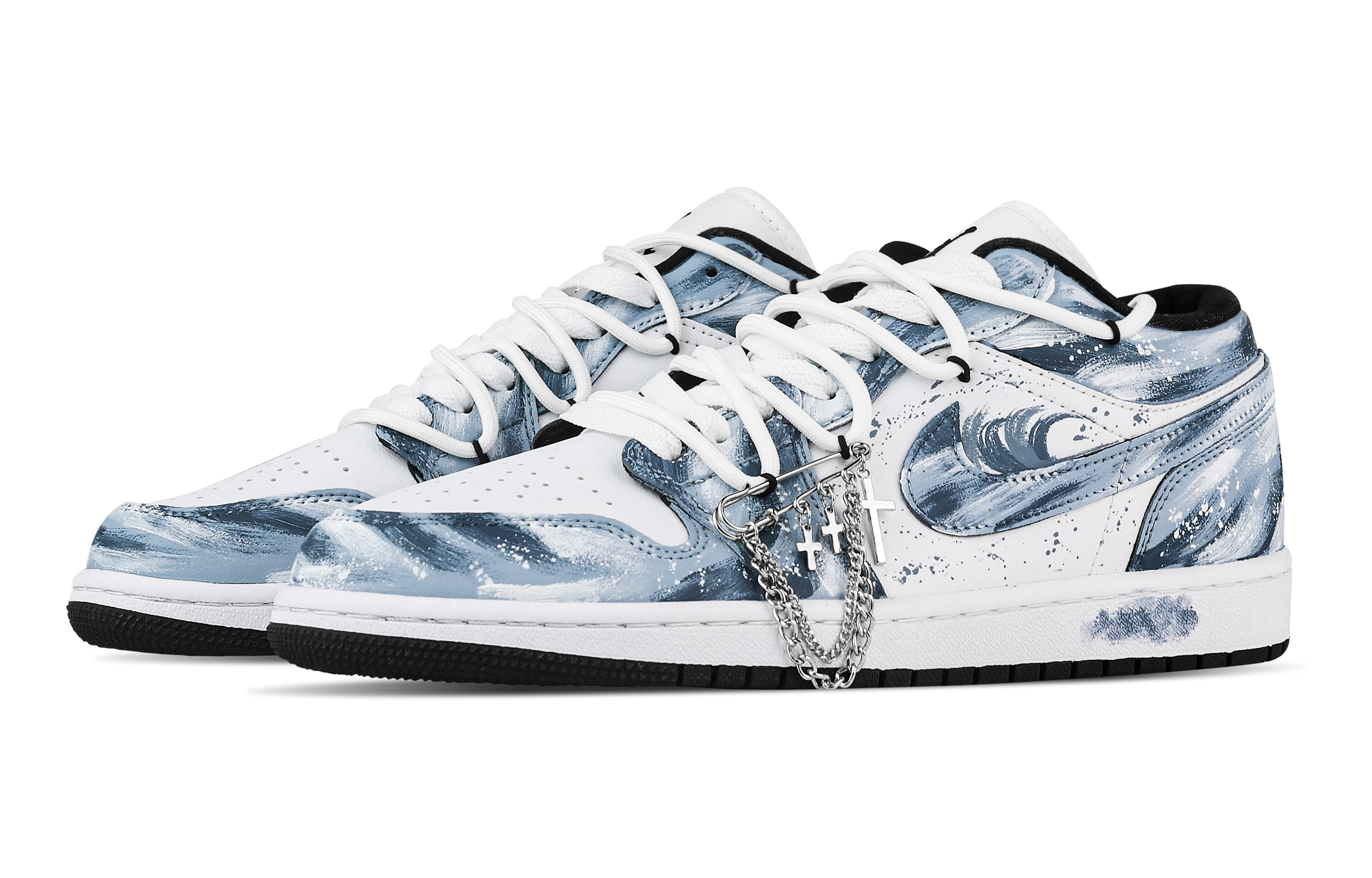 Jordan Air Jordan 1 Wave Soaring, Heart Box Low top Vintage Basketball Shoes Unisex White Blue