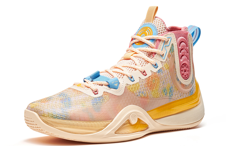 XTEP Royal Wind Generation Cushioning Slip Resistant Abrasion Resistant High top Basketball Shoes Men’s Orange Pink