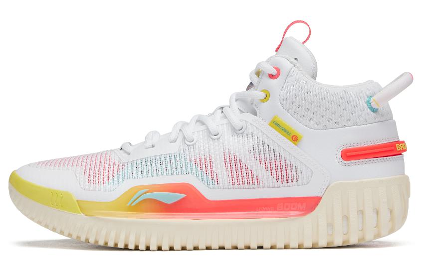 LiNing Li Ning Fanwu 3 high resistance material wear-resistant comfortable shoe collar design fabric synthetic leather shock-absorbing non-slip wear-resistant mid-top basketball shoes men's white yellow red