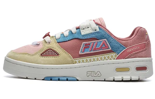 FILA FUSION Heritage Leather Low top Vintage Basketball Shoes Women's Red Yellow