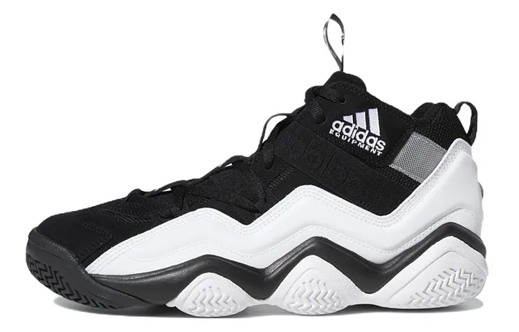 Adidas TOP TEN 2000 Comfortable Slip Resistant Abrasion Resistant Mid top Vintage Basketball Shoes Men's Black White