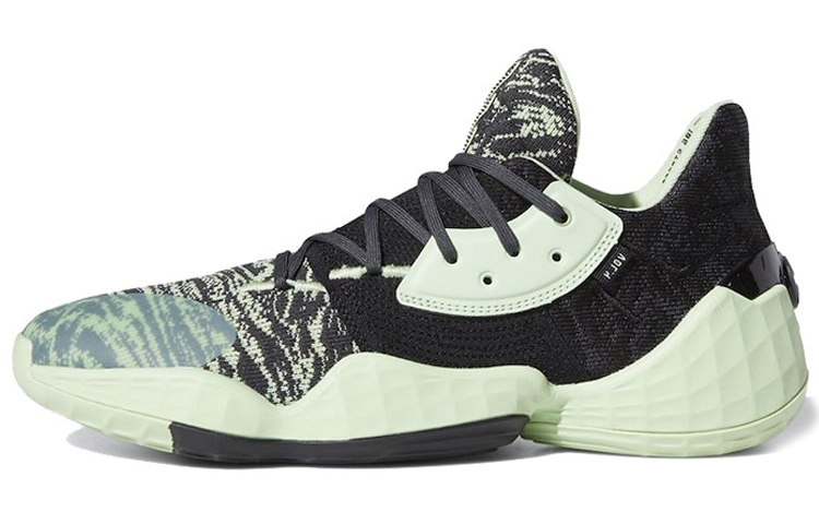 Мужские кроссовки adidas Harden Vol. 4 Glow Green (черный / белый / зеленый) — Чёрный / белый / зелёный — фото 1
