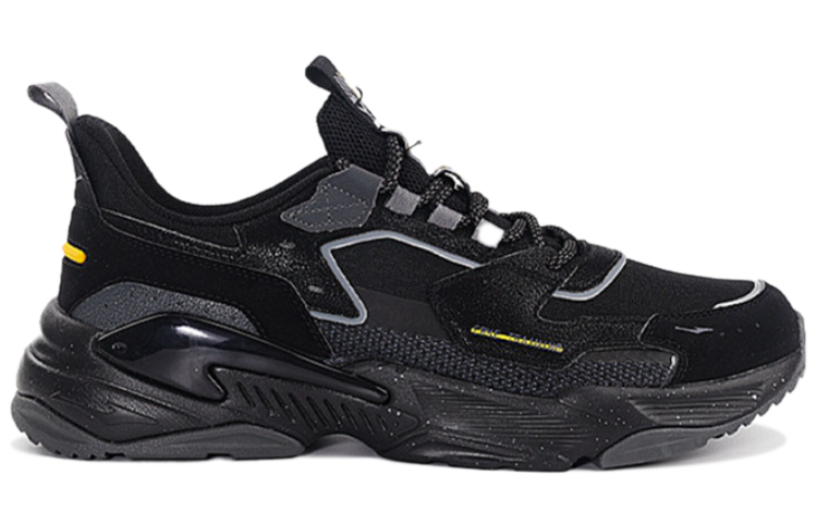 Erke Cushioning Slip Resistant Abrasion Resistant Low top Overall Training Shoes Men’s Black Yellow