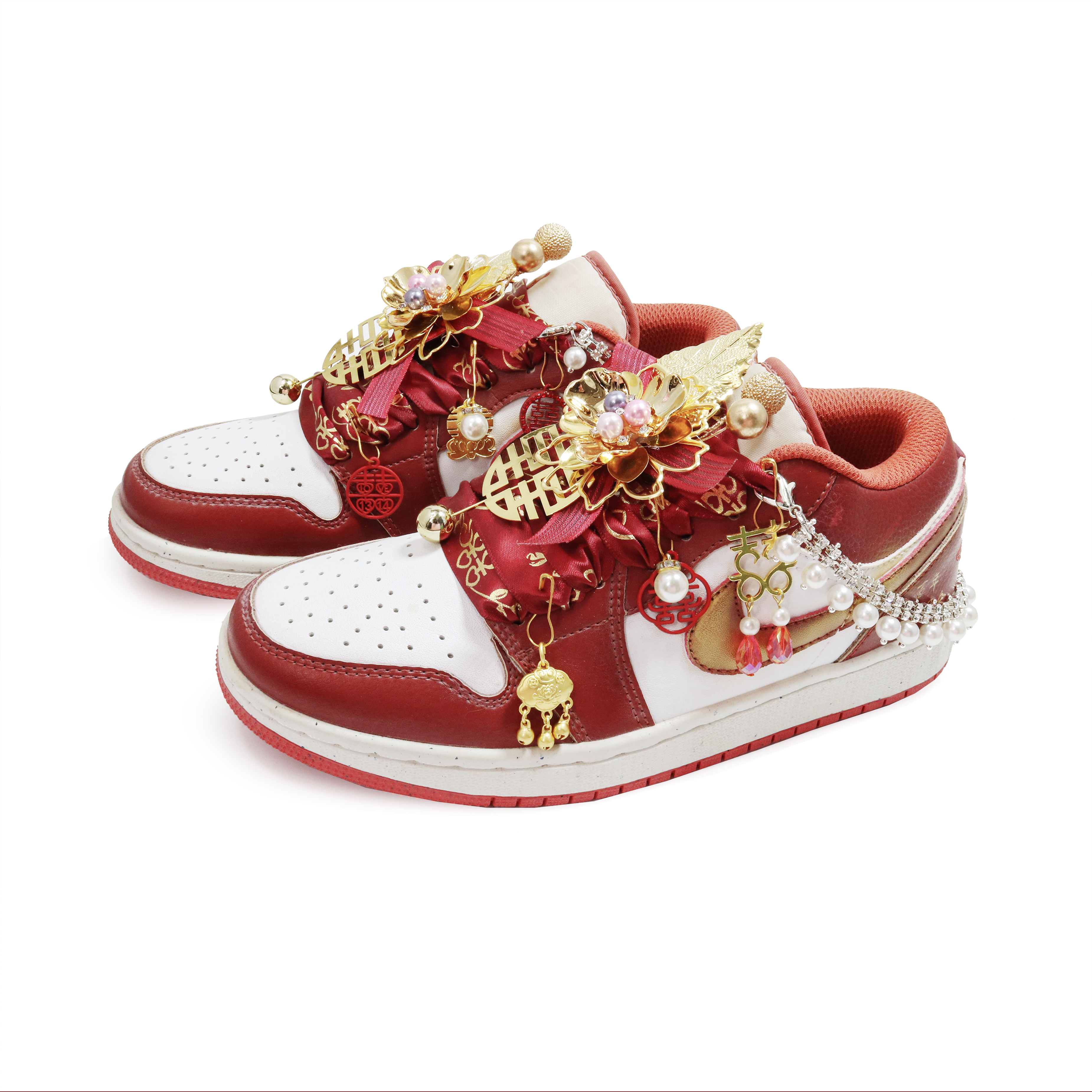 Jordan Air Jordan 1 Dreamy Beauty Breathable Moisture Wicking Mid top Vintage Basketball Shoes Unisex Red