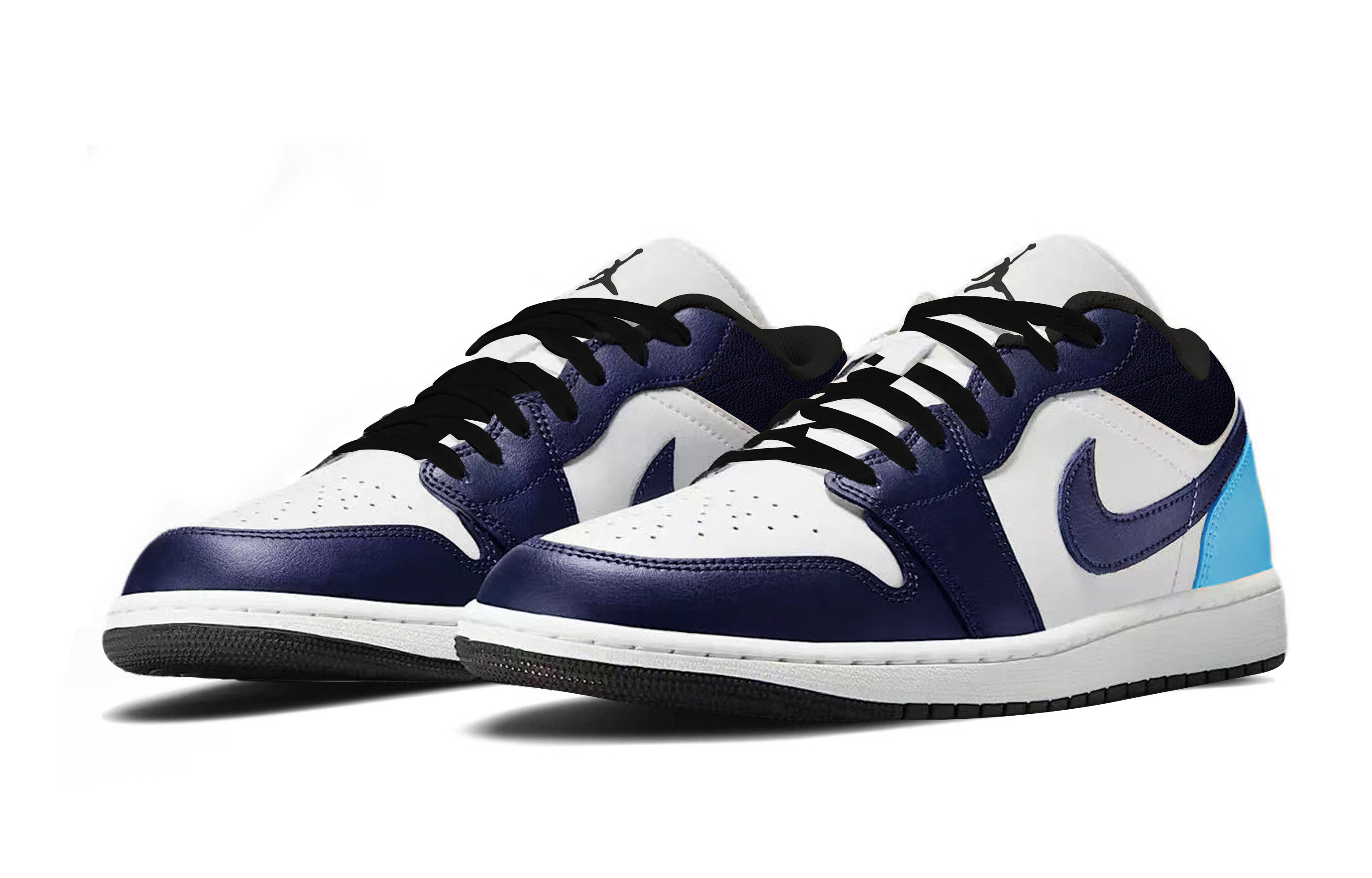 Jordan Air Jordan 1 Slip Resistant Abrasion Resistant Low top Skateboard Shoes Unisex White Blue Black