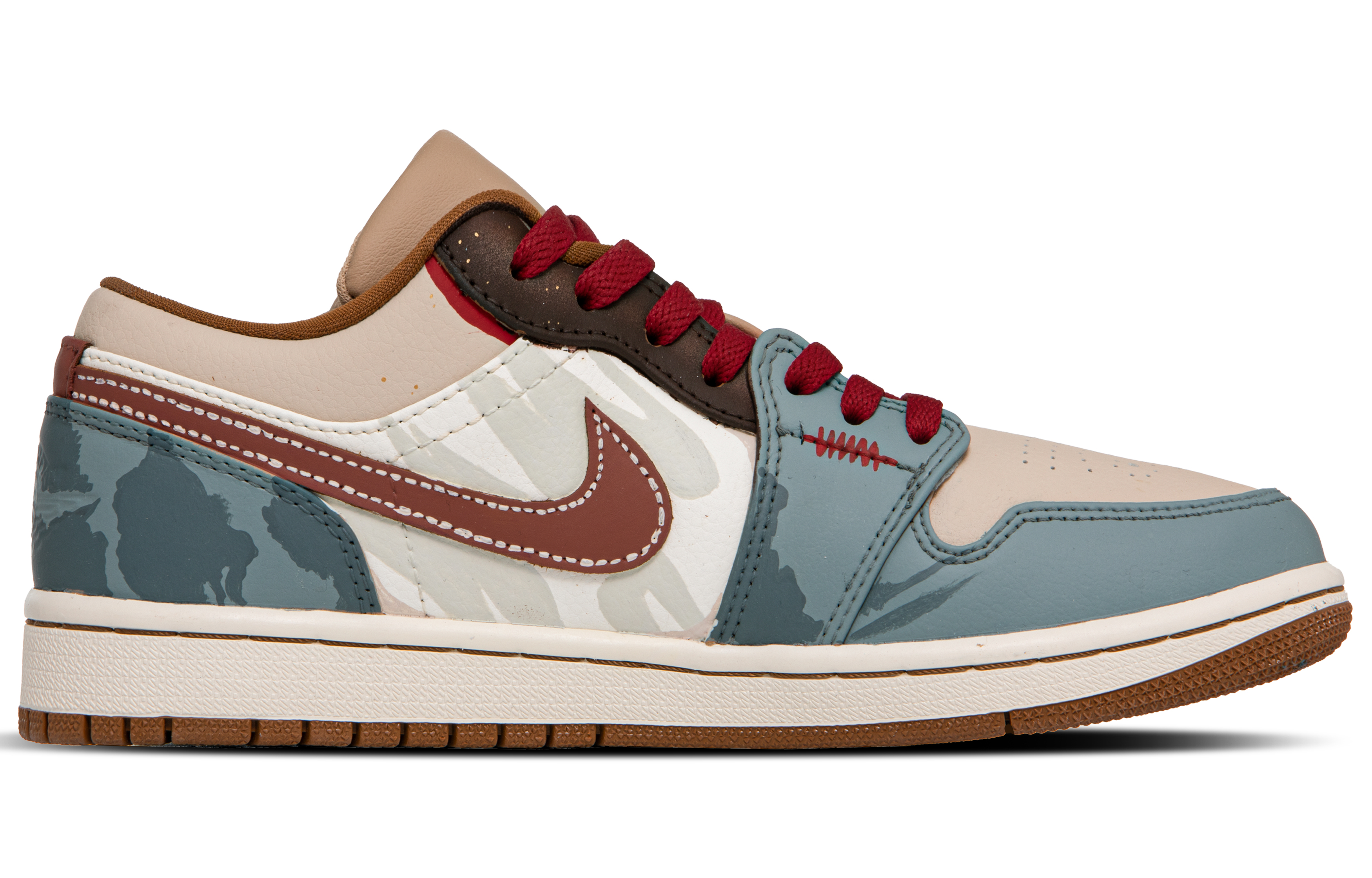 Jordan Air Jordan 1 Moonset Abrasion Resistant Breathable Low top Vintage Basketball Shoes Men’s Haze Blue Brown