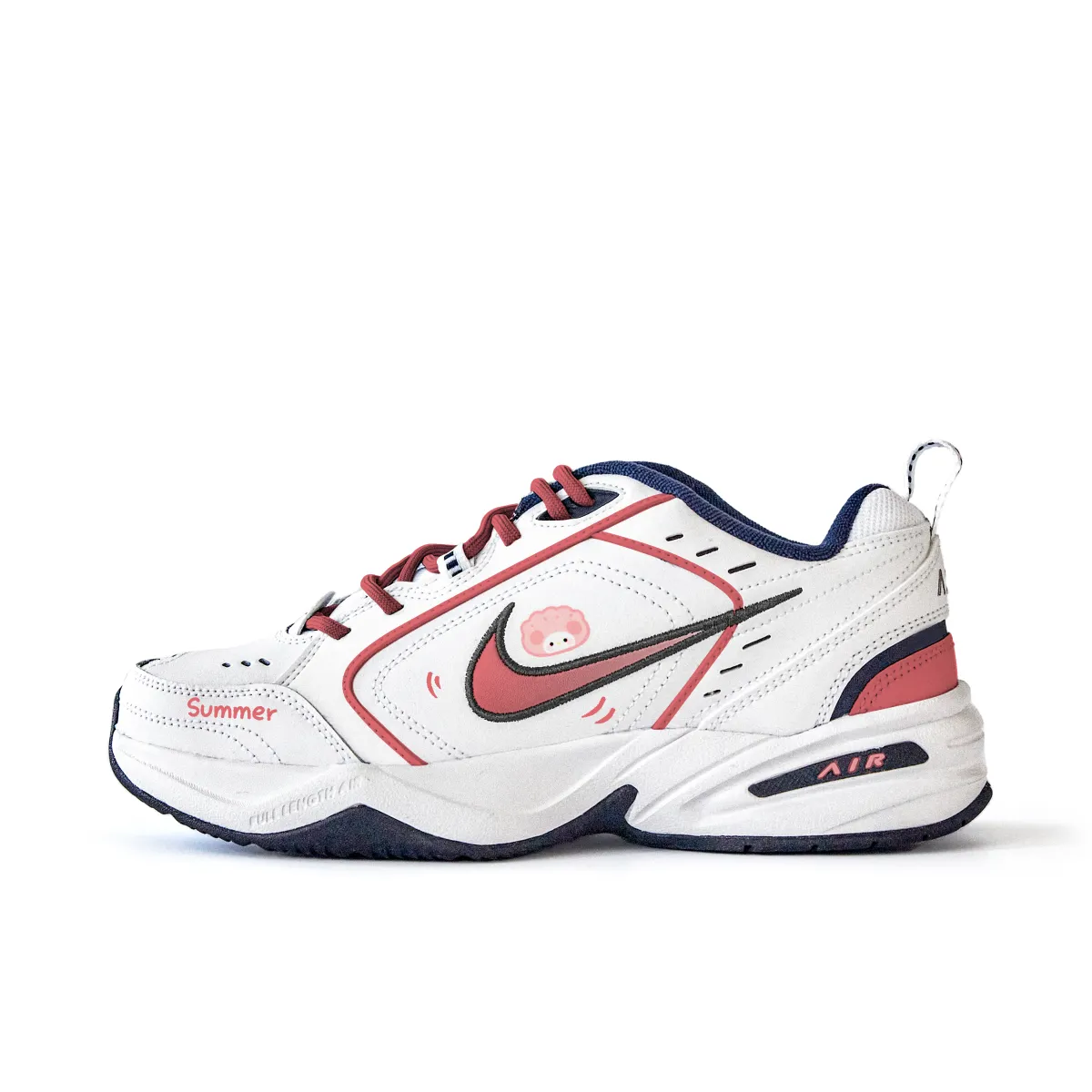 Nike Air Monarch 4 Slip Resistant Abrasion Resistant Low top Chunky Sneakers Unisex White Red