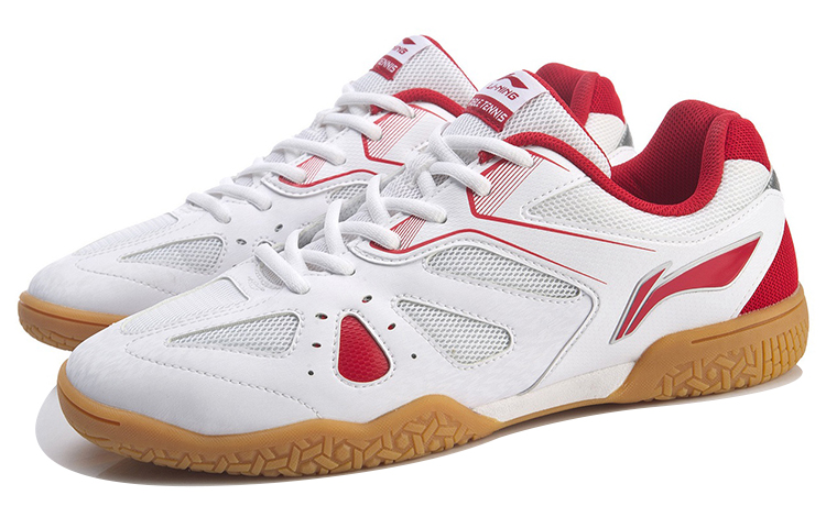 LINING Hawk-Eye Men’s Table Tennis Shoes — White/Red