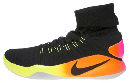 Nike Hyperdunk 2016 Flyknit Unlimited Round head lace, non-slip and lightweight, high-top practical basketball shoes, men's black orange