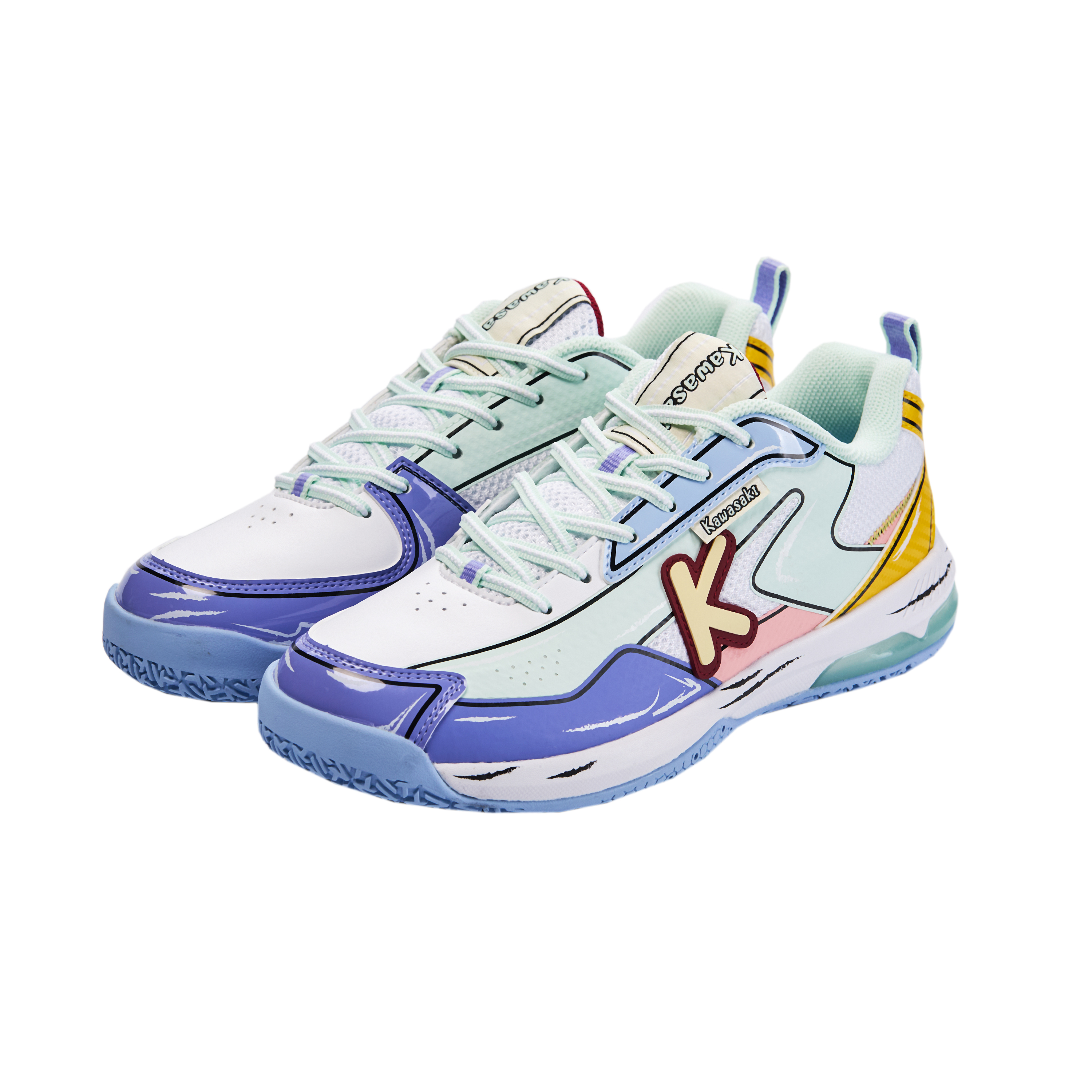 SPONGEBOB SQUAREPANTS x Kawasaki Cushioning Abrasion Resistant Breathable Low top Badminton Shoes Unisex Deep Sea Blue