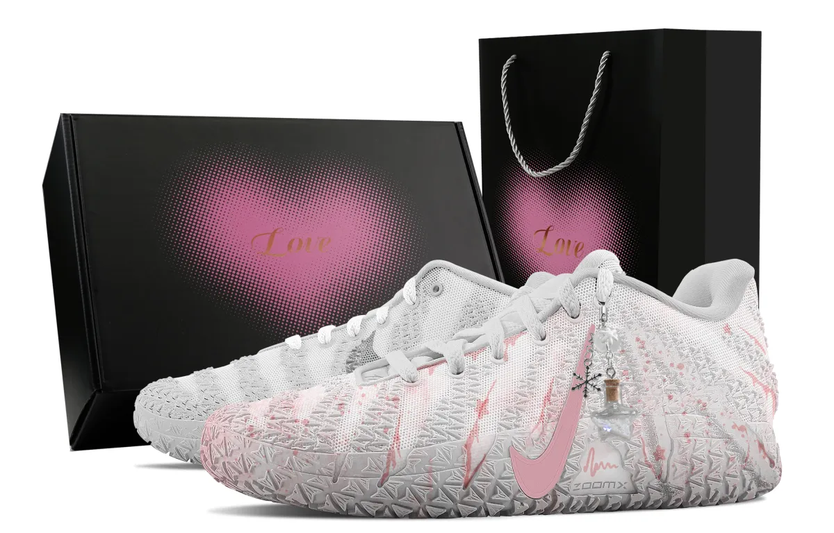Nike Ja Morant 3 Pink Star Rafting, Heart Box Abrasion Resistant Low top Basketball Shoes Unisex White Pink