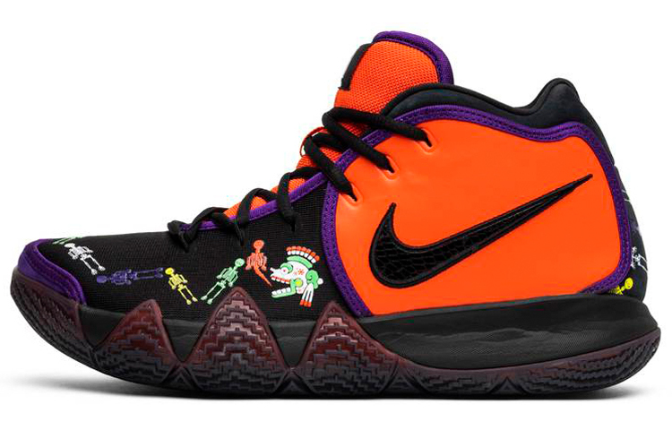 Мужские кроссовки Nike Kyrie 4 Day Of The Dead (черно-оранжевые)