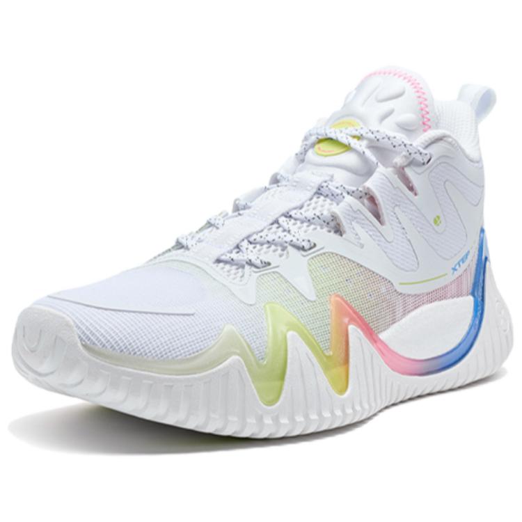 XTEP Abrasion Resistant Rebound High top Basketball Shoes Men’s White Green Pink