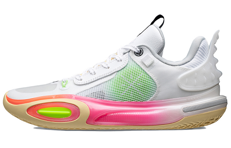 LiNing Li Ning City 11 Blooming Enhanced Impact Cushioning Easy and Flexible Steering Fabric TPU Shock Absorbing Anti-Slip Wear Resistant Low-top Basketball Shoes Men's White Pink