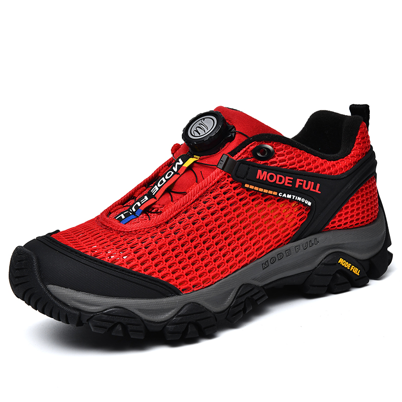 MODE FULL Mesh Cushioning Slip Resistant Abrasion Resistant Breathable Low top Mountaineering Shoes Men’s
