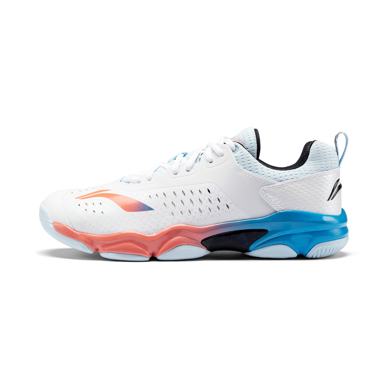 Li Ning Badminton Collection PU Synthetic Leather Low top Training Shoes Unisex White Blue