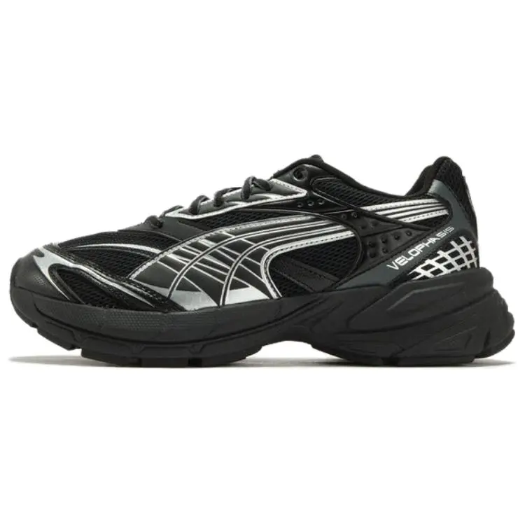 PUMA Velophasis Abrasion Resistant Low top Chunky Sneakers Unisex Black Silver