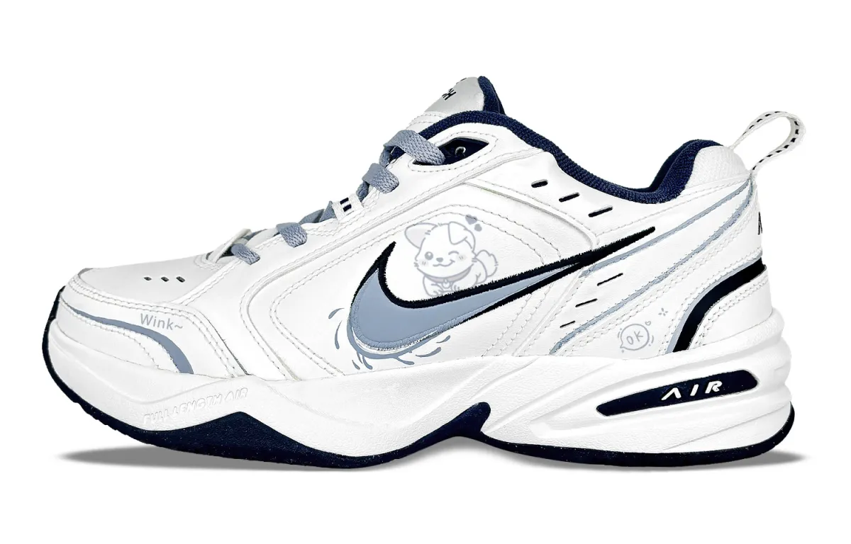 Nike Air Monarch 4 Slip Resistant Low top Chunky Sneakers Unisex Blue White