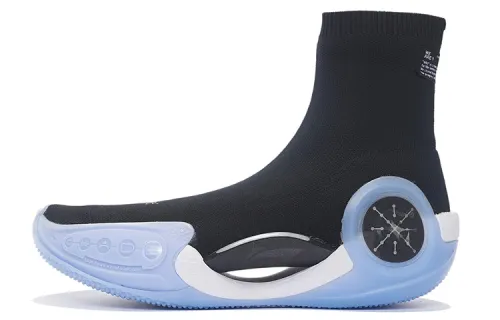 Glare × LiNing Li Ning WOW 9 Wade's Way 9 LS one-piece fabric shock-absorbing, non-slip, wear-resistant, breathable, wrapping, lightweight and rebound, high-top practical basketball shoes, women's black