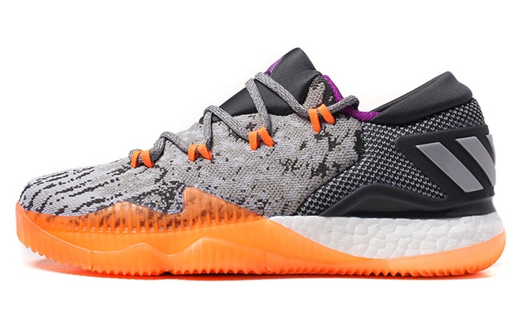 Adidas Crazylight Boost 2016 gray orange comfortable non-slip lightweight low-top basketball shoes men's gray orange