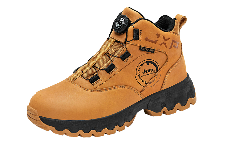 Jeep Cushioning Abrasion Resistant Waterproof And Breathable Rebound Grip High top Mountaineering Shoes Unisex Camel