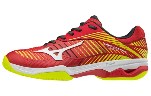 Mizuno Wave Exceed Tour 3cc Slip Resistant Abrasion Resistant Low top Tennis Shoes Red Yellow White
