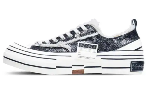 VESSEL Python Pattern Black Snakeskin Print Low top Canvas Shoes Unisex Black White