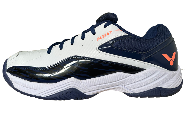 VICTOR Cushioning Slip Resistant Abrasion Resistant Low top Badminton Shoes Unisex White Navy Blue