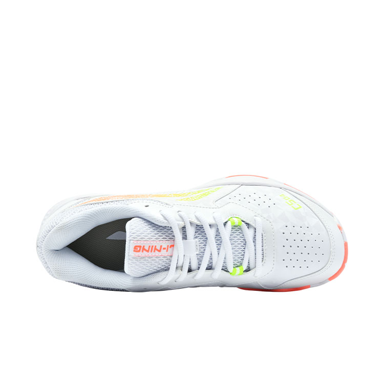 Li Ning Abrasion Resistant, Breathable, Lightweight Low top Badminton Shoes Unisex White Orange