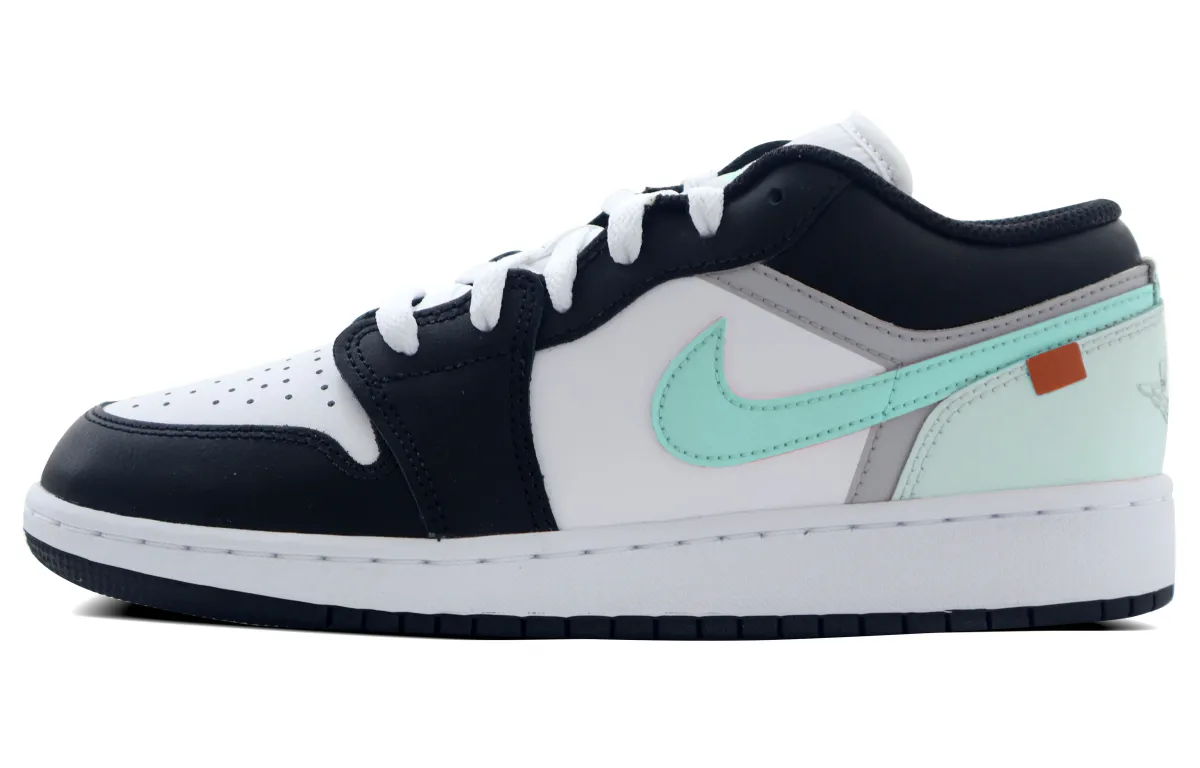 Jordan Air Jordan 1 Leather Breathable Low top Vintage Basketball Shoes GS Black Green