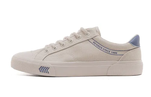 RENBEN Slip Resistant Abrasion Resistant Low top Canvas Shoes Men's Beige Blue