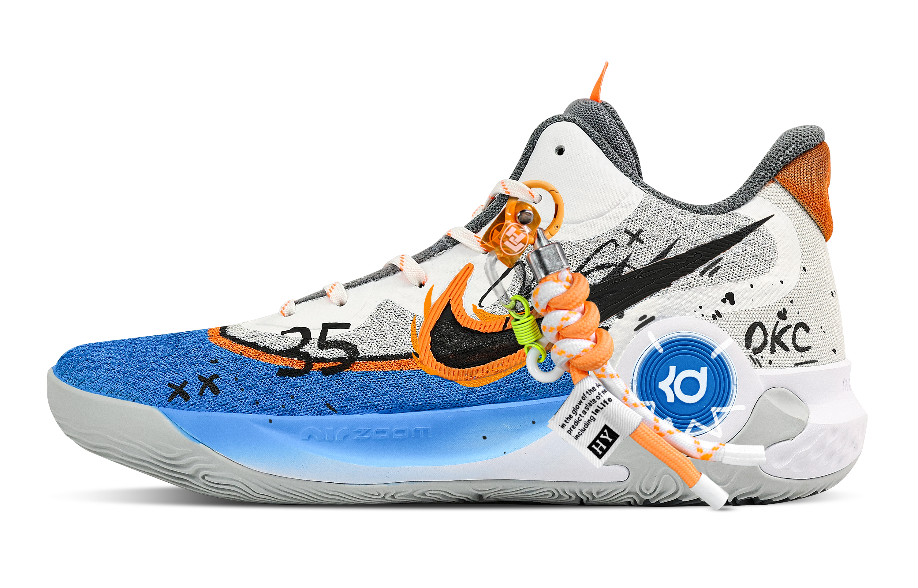 Nike KD Trey 5 IX Basketball Shoes Unisex Mid Top Blue/Orange/White