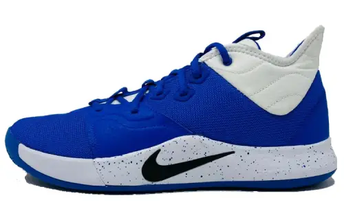 Nike PG 3 TB Pickled Pepper 3 Paul George Fabric Anti-slip Shock Absorbing Wear-Resistant Mid-top Practical Basketball Shoes Men's Blue and White