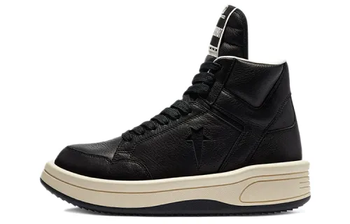 Rick Owens DRKSHDW x Converse TURBOWPN turbodrk weapon two-layer cowhide, first-layer cowhide, joint model, wear-resistant wrapping, high-top, retro basketball shoes, same style for men and women, black