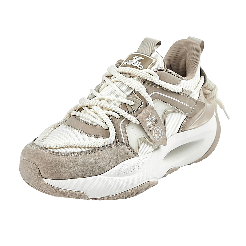 XIANG GUAN Athleisure Slip Resistant And Breathable Low top Chunky Sneakers Unisex Light Coffee