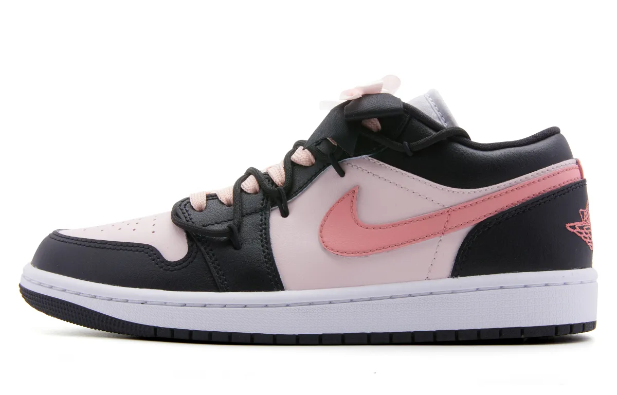 Jordan Air Jordan 1 Slip Resistant Abrasion Resistant Low top Vintage Basketball Shoes Women's Black Pink