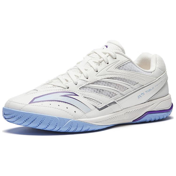 Anta Badminton Cushioning Slip Resistant Abrasion Resistant Lightweight Low top Table Tennis Shoes Men’s White Blue
