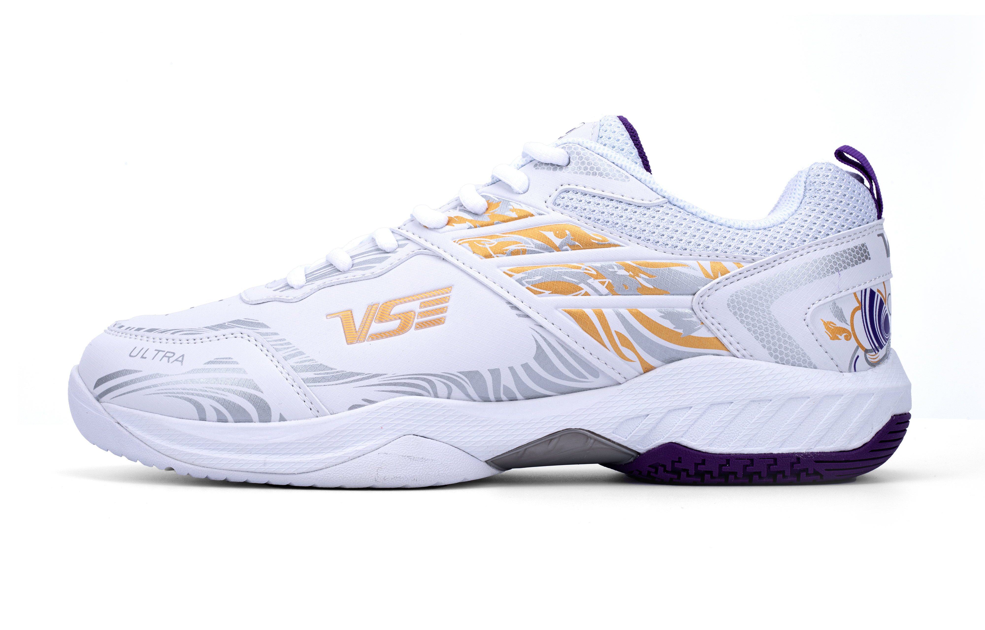 WEICHEN VS Lion Collection Slip Resistant Abrasion Resistant Support Low top Badminton Shoes Unisex White