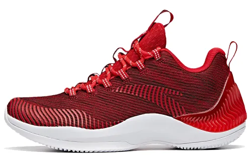 Anta Cushioning Slip Resistant Abrasion Resistant Breathable Low top Basketball Shoes Men's Red White Black