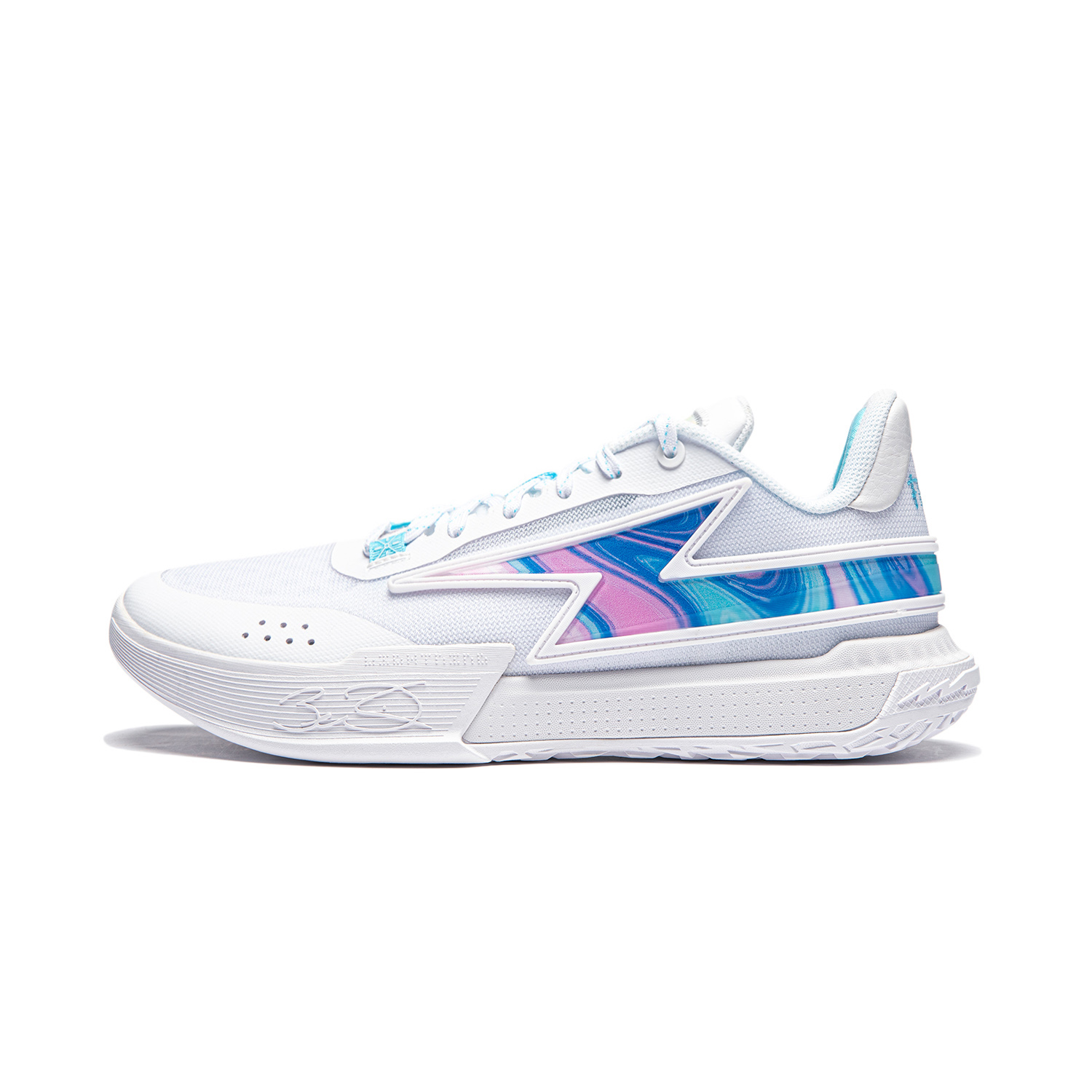 LiNing Wade Lightning Shock Absorption Rebound Stable Support Anti-Slip Wear-Resistant Low-top Basketball Shoes Men's White Blue