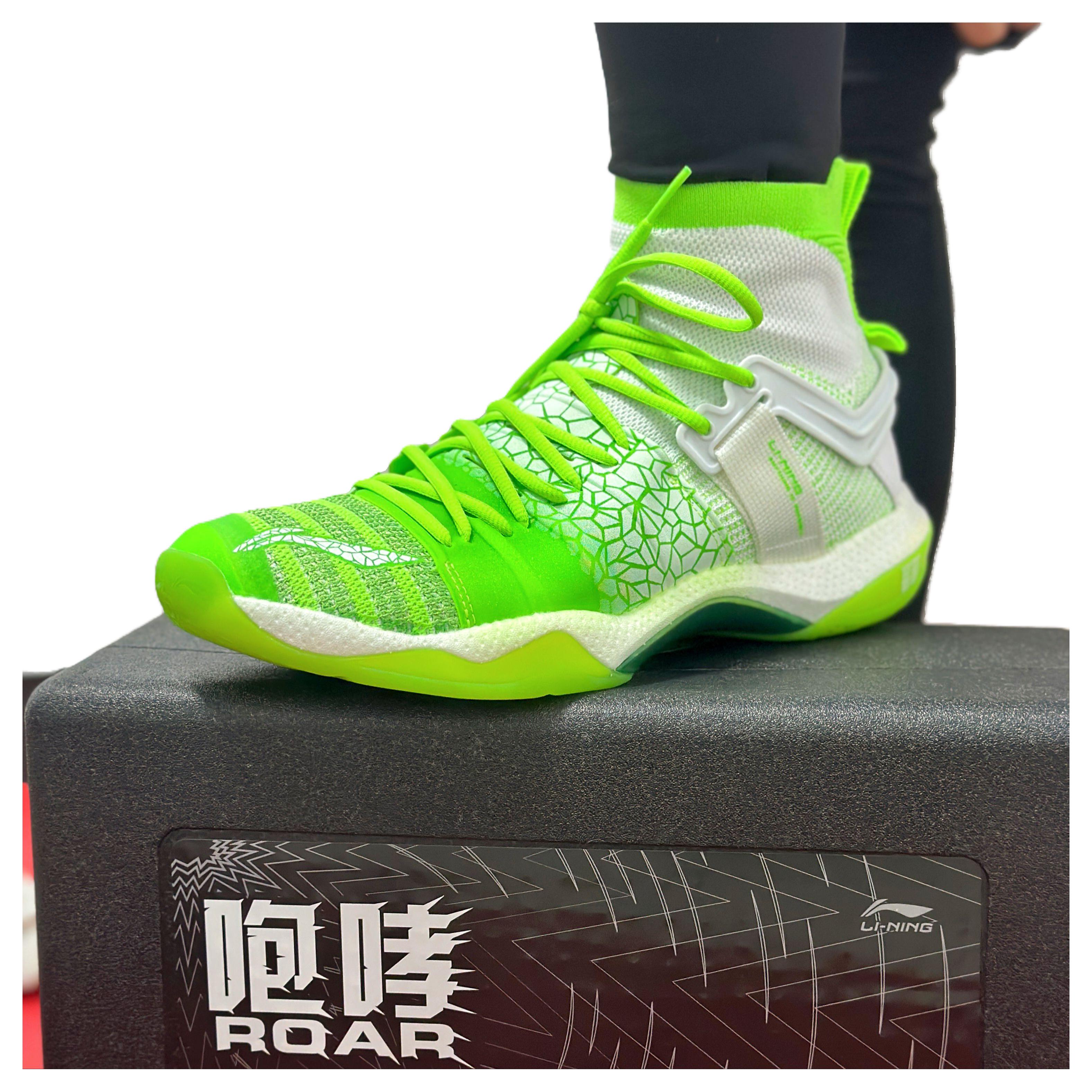 Li Ning Roar 2 Cushioning Support High top Badminton Shoes Unisex Neon Tender Green/Standard White