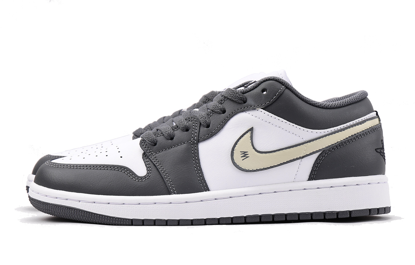 Jordan Air Jordan 1 Slip Resistant Abrasion Resistant Low top Vintage Basketball Shoes Unisex Black Gray