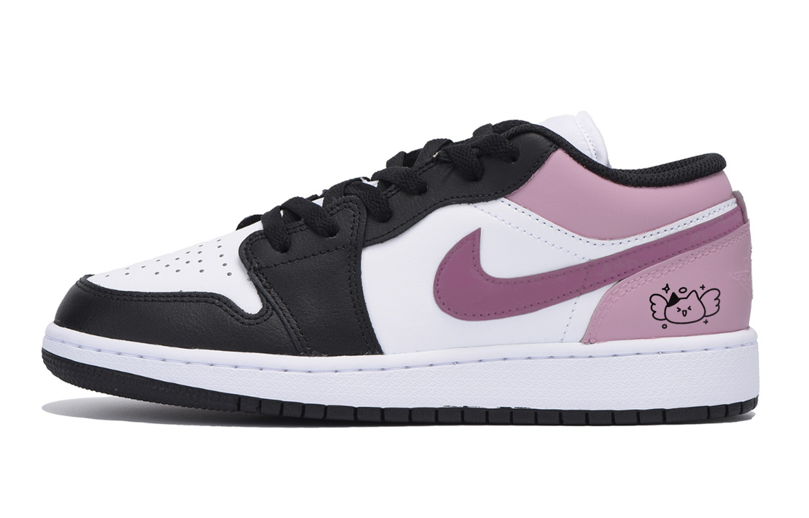 Jordan Air Jordan 1 Puppy Fragment Slip Resistant Abrasion Resistant Low top Vintage Basketball Shoes Men's Black Pink